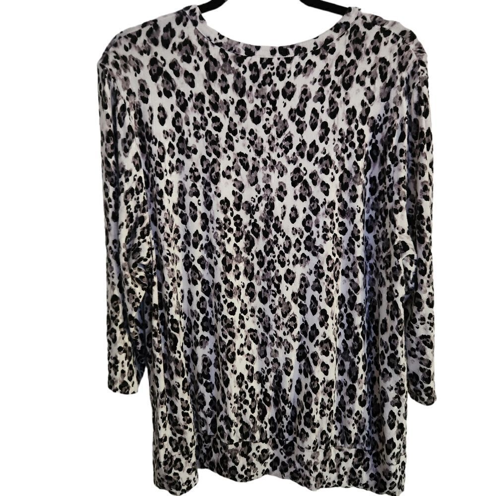JM Collection Three Quarter Sleeve Animal Print Banded Waist Top Size XL - Picture 2 of 7